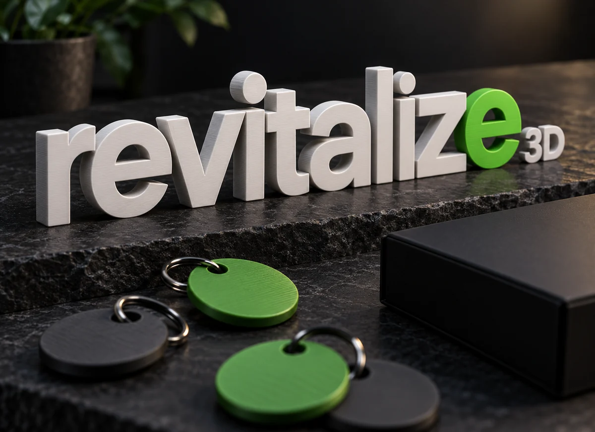 Conceito de letreiro Revitalize 3D e acessórios personalizados